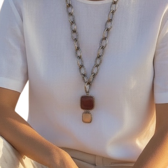 "Bali Artisan 925 Sterling Crazy Lace Agate & Coral Boho Statement Pendant 2.75” - Picture 6 of 6